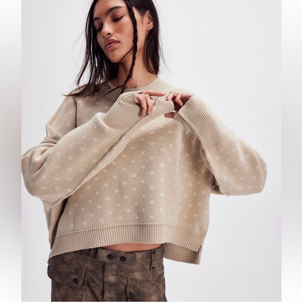 NWT Free People Easy Street Patterned Crop Sweater